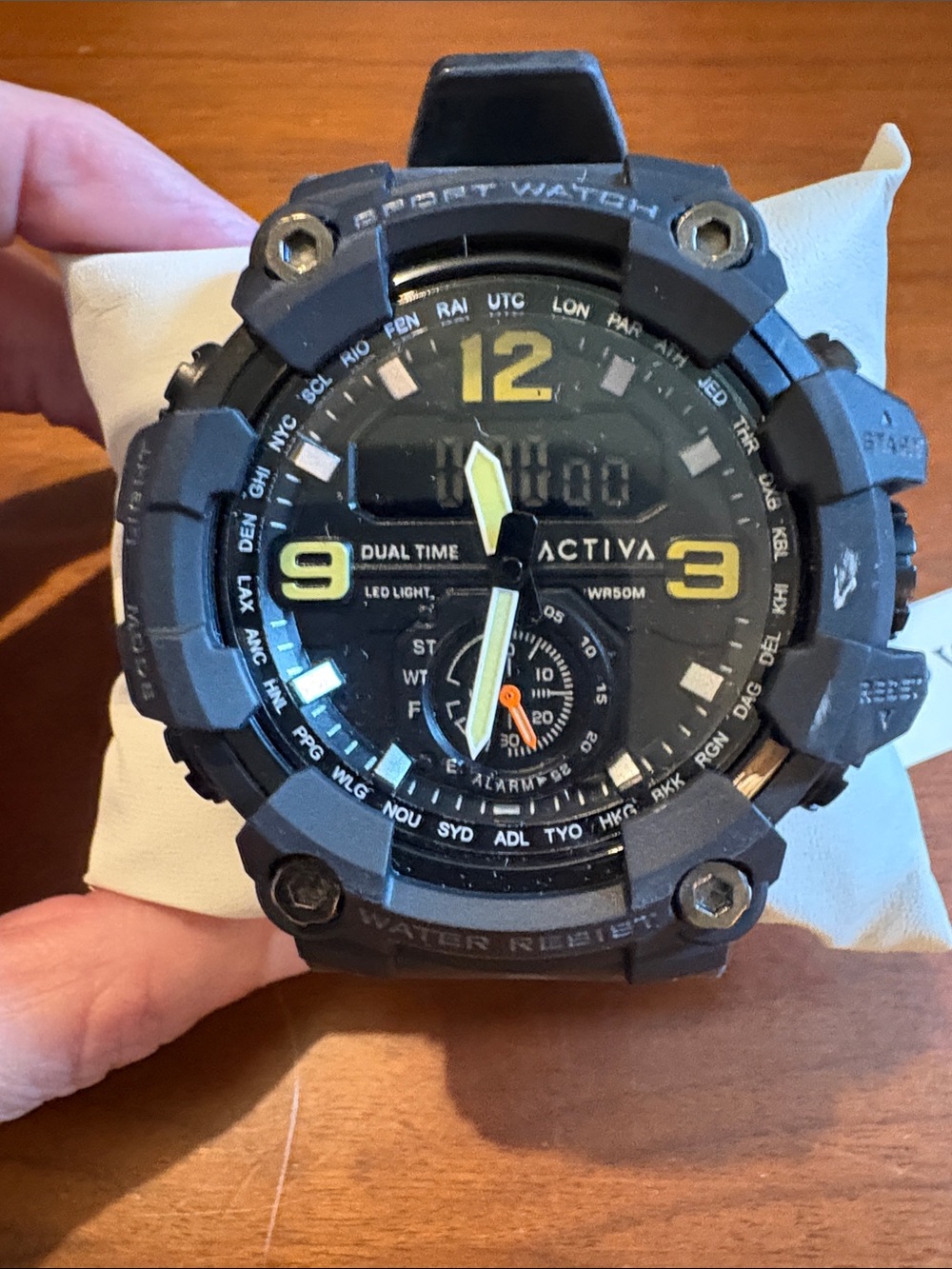 Invicta black sports Watch with Dual Time and Luminous Hands